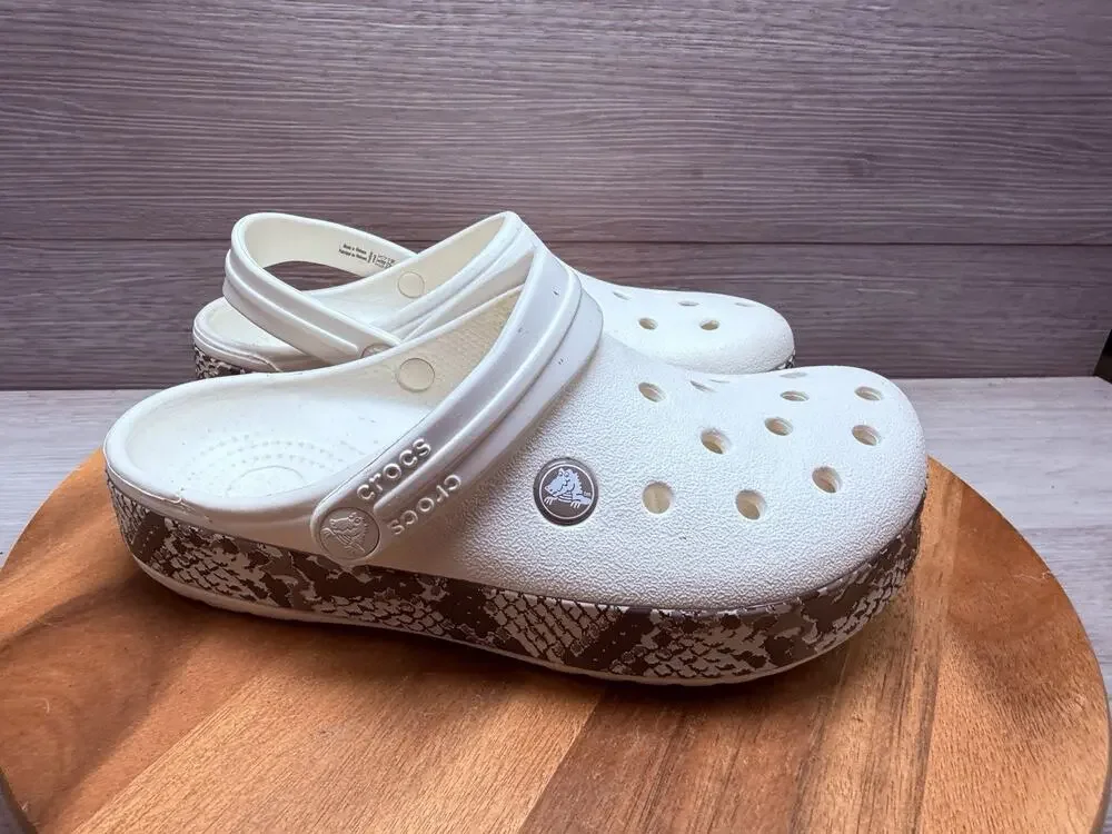 Crocs White&Patterned Classic Clogs Waterproof Outdoor Sandals Shoes W6 M4
